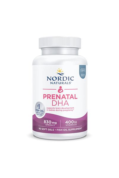 Nordic Naturals Pro Prenatal DHA - 830mg Omega-3 + D3 - 90 Softgels - Supports Baby Brain - Non-GMO