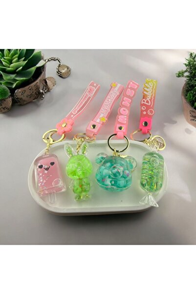 cookzera Silicone Keychain 4Pcs Mix Cute Gift Keychain for Options