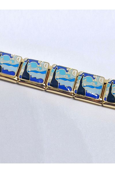 RoseCo00 Golds Starry Night Steel and Italia Charm Bracelet
