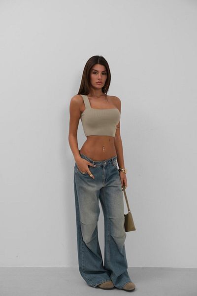 Kokosh moda One Shoulder Crop Μπλούζα