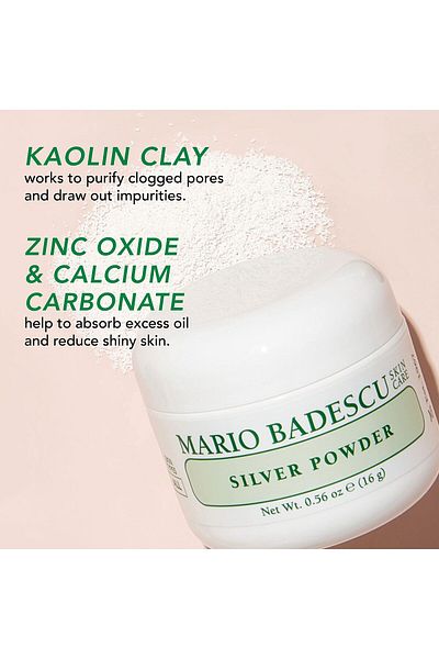 mario badescu Silver Powder, Skin Care Facial Pore Cleansing Mask With Kaolin Clay & Zinc Oxide, 0.56 Oz