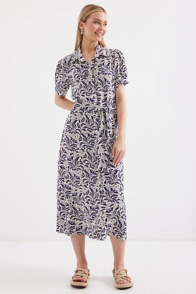 İpeksi Silky 2213 Short Sleeve Viscose Dress - F.Navy Blue