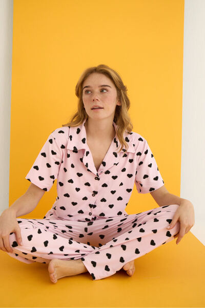 ELİTOL طقم بيجامة بأزرار من الخيزران