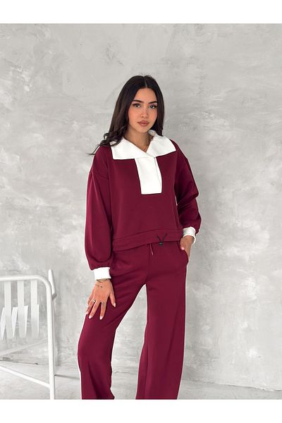 sportiness Devri̇k Collar Garnish Wide Stripes Soft Texture Modal Fabric Track Suit