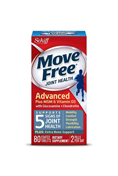 Schiff Move Free Advanced Plus MSM & Vitamin D3, 80ct - Joint Health with Glucosamine & Chondroitin