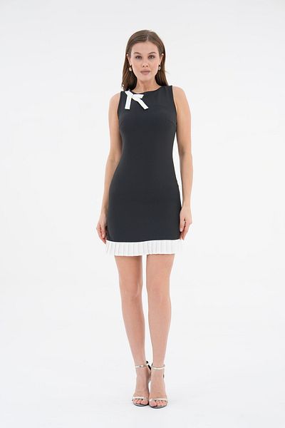 Secret Passion Lingerie Black Atlas Fabric Pleat Detailed Sleeveless Bodycone Cut Black Dress 247
