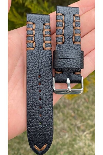 Prizma Siyah El Yapımı Floter. 20-22-24 Ve 26mm Genişlik Seçenekleri Mevcuttur. Deri Saat Kordonu.