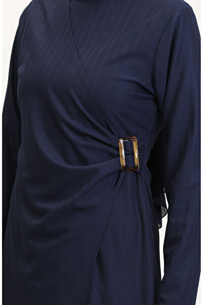sefamerve Ζώνη Λεπτομερής Κοστούμι Look Φόρεμα 4736-02 Navy Blue