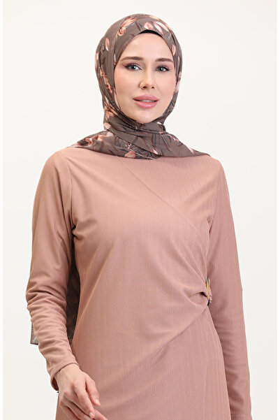 sefamerve Kemer Detaylı Takım Görünümlü Elbise 4736-01 Pudra