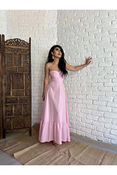 moneta boutique Strappy Poplin Γυναικείο Φόρεμα - Λεπτομέρεια βολάν