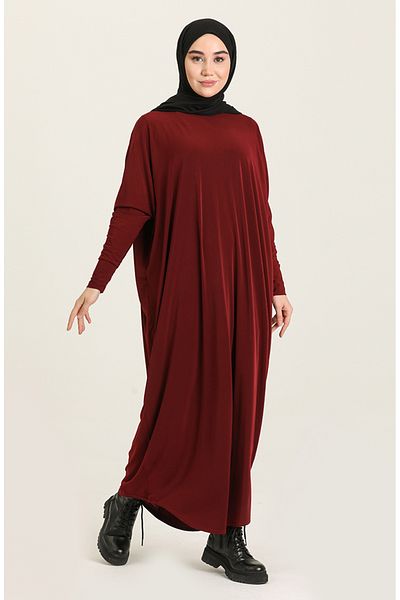 sefamerve Φόρεμα με νυχτερίδα casual 2000-12 Claret Red