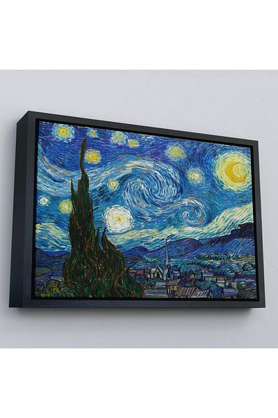 Harita Sepeti Vincent Van Gogh cu cadru de aur, pictură pe pânză Noaptea înstelată