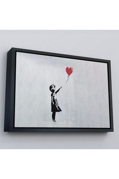 Harita Sepeti Pictură pe pânză Banksy Red Balloon Flying Away Girl cu cadru auriu