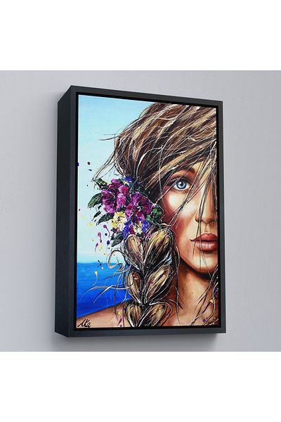 Harita Sepeti Pictură murală de femeie frumoasă colorată cu cadru auriu