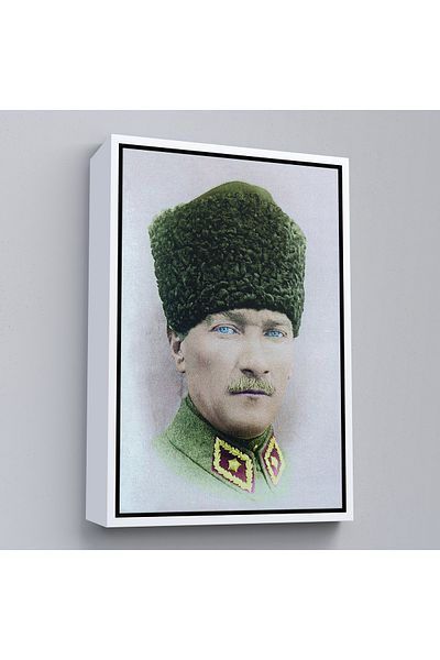 Harita Sepeti Pictură portret Ataturk cu cadru alb Mustafa Kemal Ataturk Pictură decorativă pe pânză dreptunghiulară