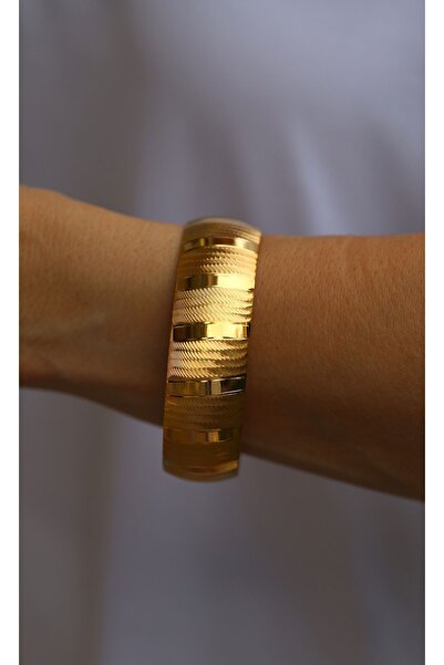 Yenigün Kuyumculuk Hediyelik Yatırımlık Kadın Kalın Çizgili Model (1.5 Cm) Altın Bilezik