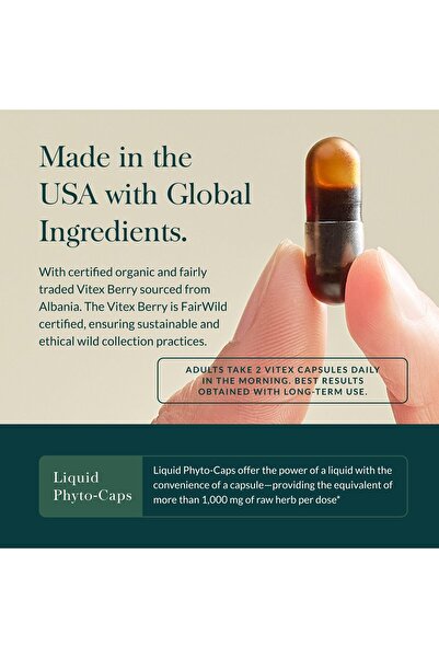 GAIA HERBS Vitex Berry - Hormone Balance & Fertility Support for Women - 120 Vegan Caps (60-Day Supply)