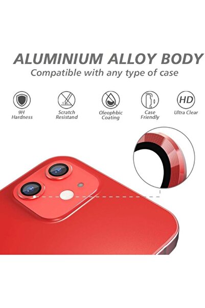 izzytech واقي عدسة الكاميرا بلون أحمر فائق التحمل ومضاد للخدش متوافق مع هاتف iPhone 11/12/12 Mini