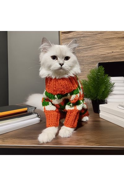 Lady Fify Orange Embroidered Sweater for Cat Dog