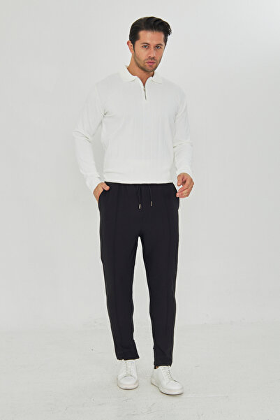 ZİNOX Erkek Çımalı Yandan Cepli Lastikli Bağcıklı Paça Fermuarlı Kullanışlı Slim Fit Jogger