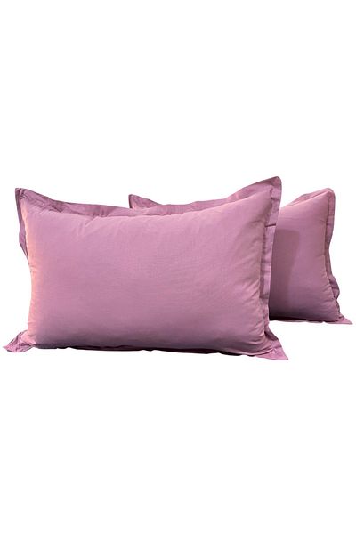 Hayal çeyiz Cotton 2 Pillow Cases, Dusty Rose with Hidden Zipper