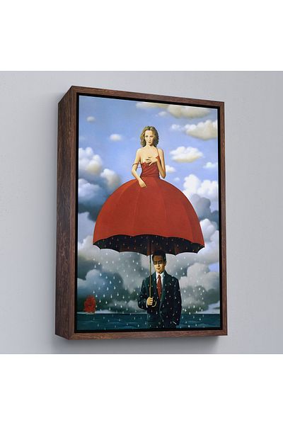 Harita Sepeti Femeie în rochie roșie cu cadru alb Pictură murală surreală