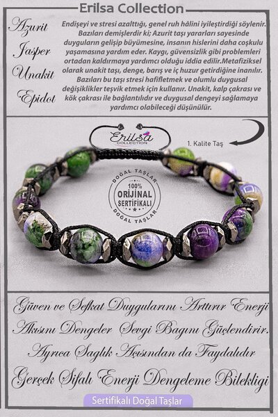 Erilsa Sertifikalı AAA+ Kalite Enerji Dengeleme Ruhsal Şifa Bilekliği - Azuri...