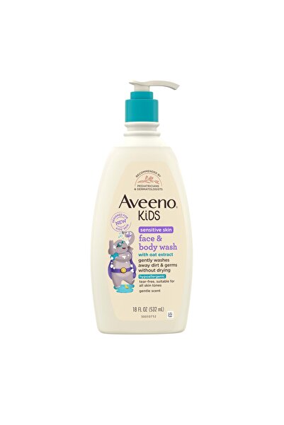 Aveeno Baby غسول الوجه والجسم للبشرة الحساسة للأطفال من أفينو بخلاصة الشوفان، لا يسبب الدموع، مضاد للحساسية، 18 أونصة سائلة