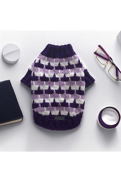 Lady Fify Purple Embroidered Sweater for Cat Dog