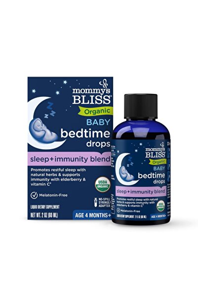 Mommy's Bliss Organic Baby Bedtime Drops, Overnight Immunity Support, Melatonin-Free, 4 Month+, 2 Fl Oz