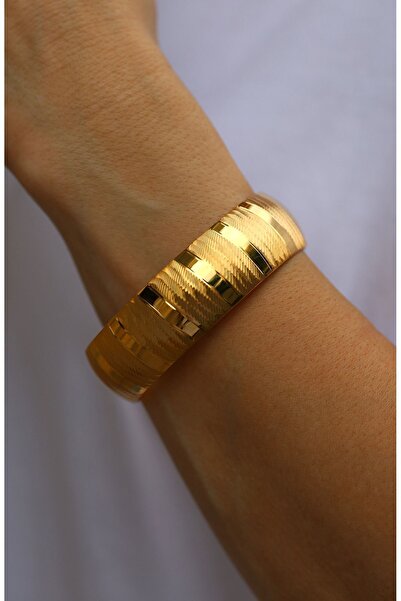 Yenigün Kuyumculuk Hediyelik Yatırımlık Kadın Kalın Çizgili Model (1.5 Cm) Altın Bilezik