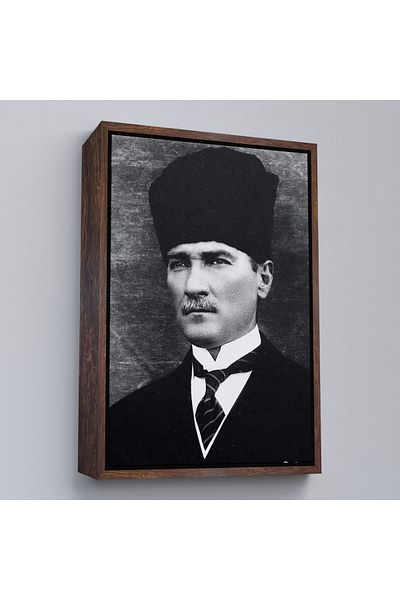 Harita Sepeti Pictură portret Ataturk cu cadru alb Mustafa Kemal Ataturk Pictură decorativă pe pânză dreptunghiulară