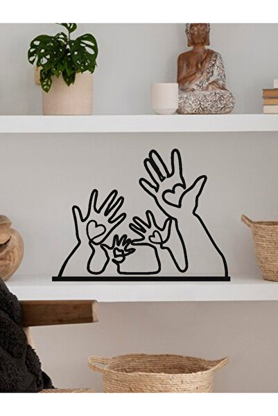 Alvina Atölye El Figürlü Aile Dekor - Anne Baba İki Çocuk - Siyah - Bioplastik