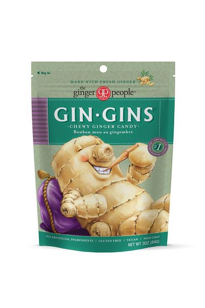 The Ginger People حلوى الزنجبيل الأصلية من GIN GINS – حلوى الزنجبيل الطبيعية من إنتاج The Ginger People – كيس 3 أونصات (عبوة من قطعة واحدة)