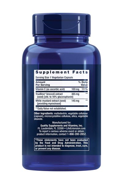 Life Extension Optimized Broccoli with Myrosinase, Liver & Detox, Bioavailable, Non-GMO, 30 Caps