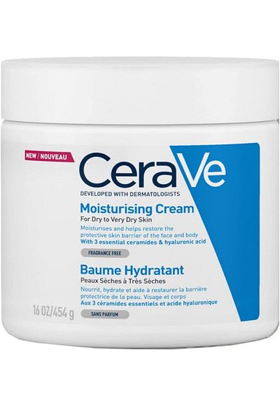 CeraVe كريم الترطيب | مرطب للجسم والوجه 48h للبشرة الجافة إلى الجافة جدا-454 G