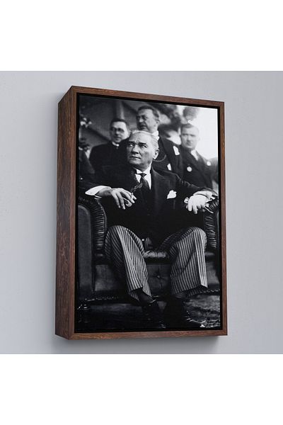 Harita Sepeti Pictură portret Ataturk cu cadru alb Mustafa Kemal Ataturk Pictură decorativă pe pânză dreptunghiulară
