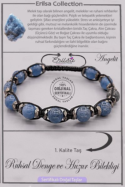 Erilsa Certified Aaa+ Quality Natural Angelite Stone Spiritual Balance and Peace Bracelet - Angel Stone
