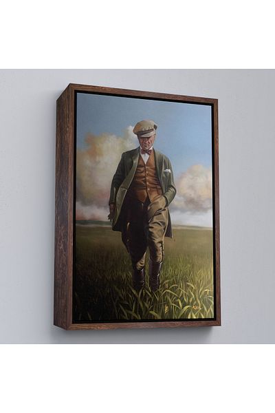 Harita Sepeti Mustafa Kemal Atatürk care merge prin câmp cu cadru alb Pictură murală