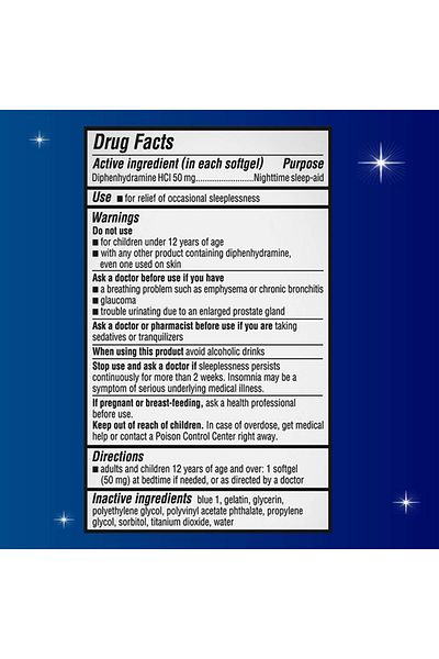 Unisom SleepGels, Nighttime Sleep-aid, Diphenhydramine HCI 50 mg, 32 SoftGels