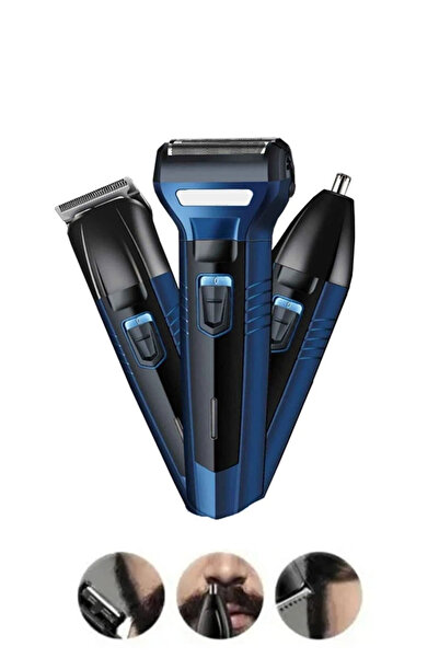 FREED TOOLS Turbo 3'lü Set Saç Sakal Kesme Traş Makinesi Burun Kılı Alma 3 in1 Pro Model Erkek Bakım