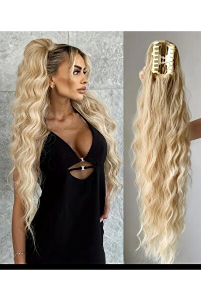 Handmade Efsane Dalgalı Uzun At kuyruğu Tokalı Saç, Tak Çık Saç, Sentetik saç