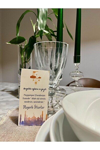 Glintist 10 Adet Hayırlı İftarlar Ramazan Sofra Süsü, Çatal Bıçak Kart Süsleri