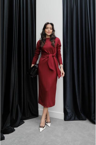 Havoş Burgundy Star Front Tie Dress
