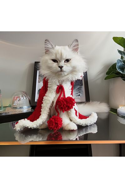 Lady Fify Red White Hooded Cloak for Cat Dog