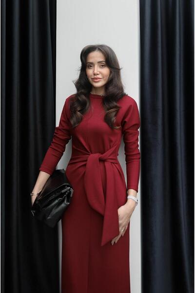 Havoş Burgundy Star Front Tie Dress