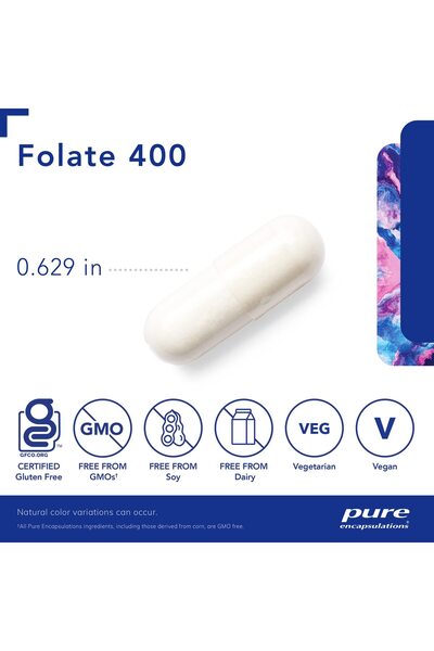 Pure Encapsulations Folate 400 | Metafolin L-5-MTHF Supplement for Cardiovascular, Cellular & Neural Health* | 90 Caps