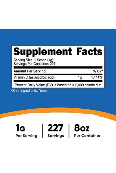 Nutricost Ascorbic Acid Powder (Vitamin C) 0.5 LBS (8 Ounce)