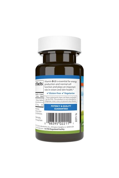 Carlson B-2, 100 mg Riboflavin, Energy Production, Vision Support & Healthy Skin, 100 Vegetarian Tablets