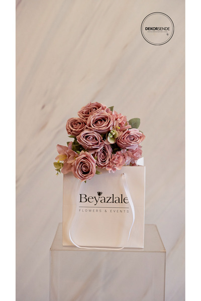 Dekorsende Yapay Gül Lilyum Ortanca Demeti 49 cm Lila